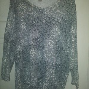 Gray leopard print sweater